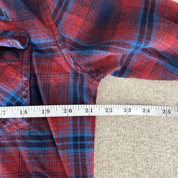 Hurley Shirt Mens Medium Red Blue Plaid Flannel Long Sleeve Button Up Surf Skate - Picture 7 of 8